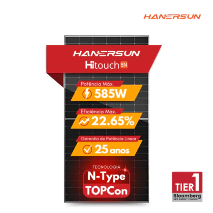 Painel Solar Hanersun 585W N-Type Topcon 30Mm