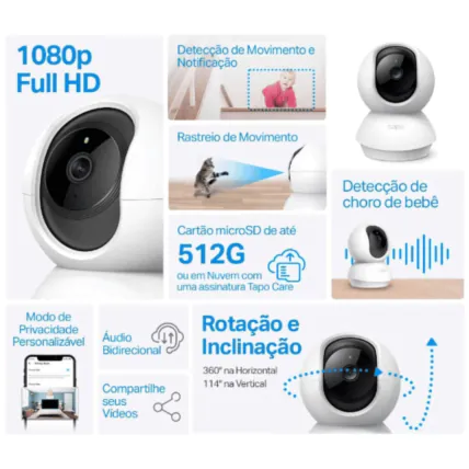 Câmera de Segurança TP-LINK Tapo TC70 Wifi Full HD 360°
