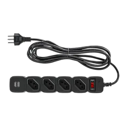 Protetor Eletrônico Intelbras EPE204 USB+ 4 Tomadas 2 USB Preto