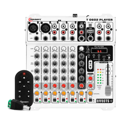 Mesa de Som Automotivo Taramps T0602 Player 6 Canais 12V