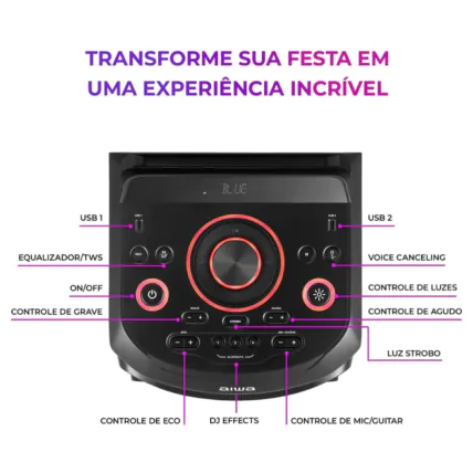 Torre De Som Aiwa AWS-T2W-02 2300W Bluetooth